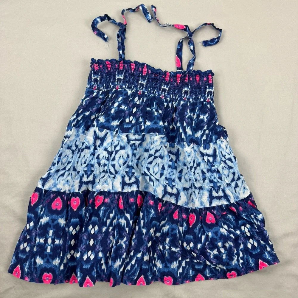 OSHKOSH BGOSH Toddlers Sundress Smocked Navy/Pink flowers -‎ 18M